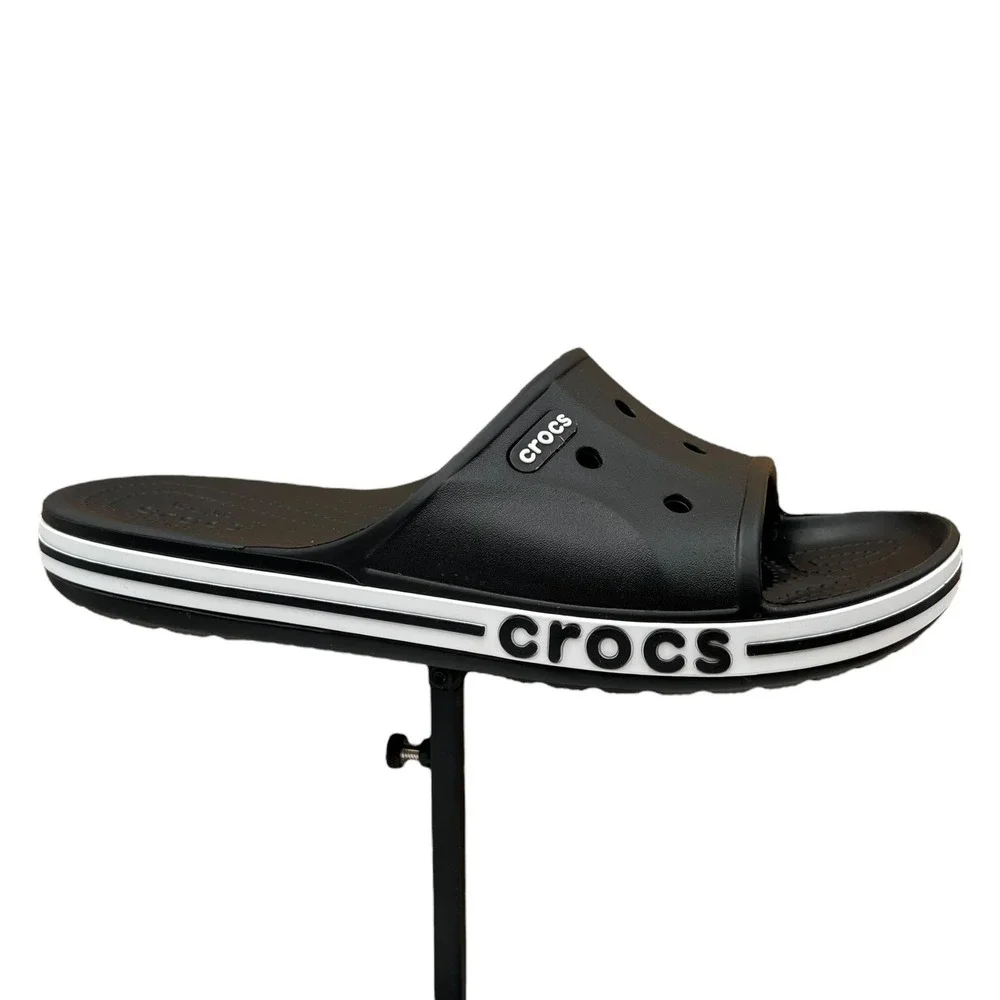 Crocs Bayaband Mens Slide Sandals Size 11 Black White Water Friendly Lightweight
